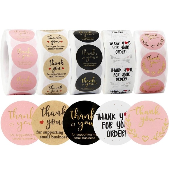 Set of 50 Thank You Stickers | 1” | Variety of Designs - Picture 3 of 12